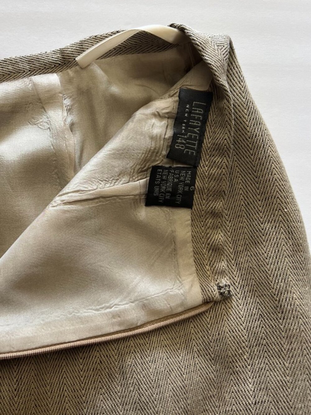 Lafayette 148 Vintage Linen Skirt Suit | 90s Minimalist Herringbone - Picture 10 of 10